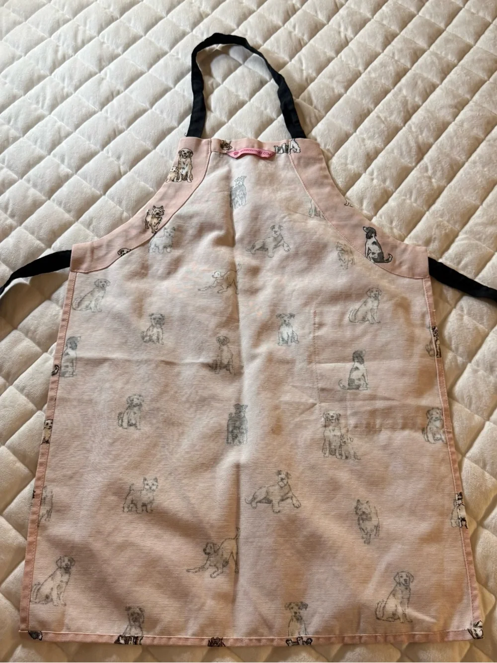 Bunny Street Kids Dog Print Cooking Apron Pink Size 5-7 Years